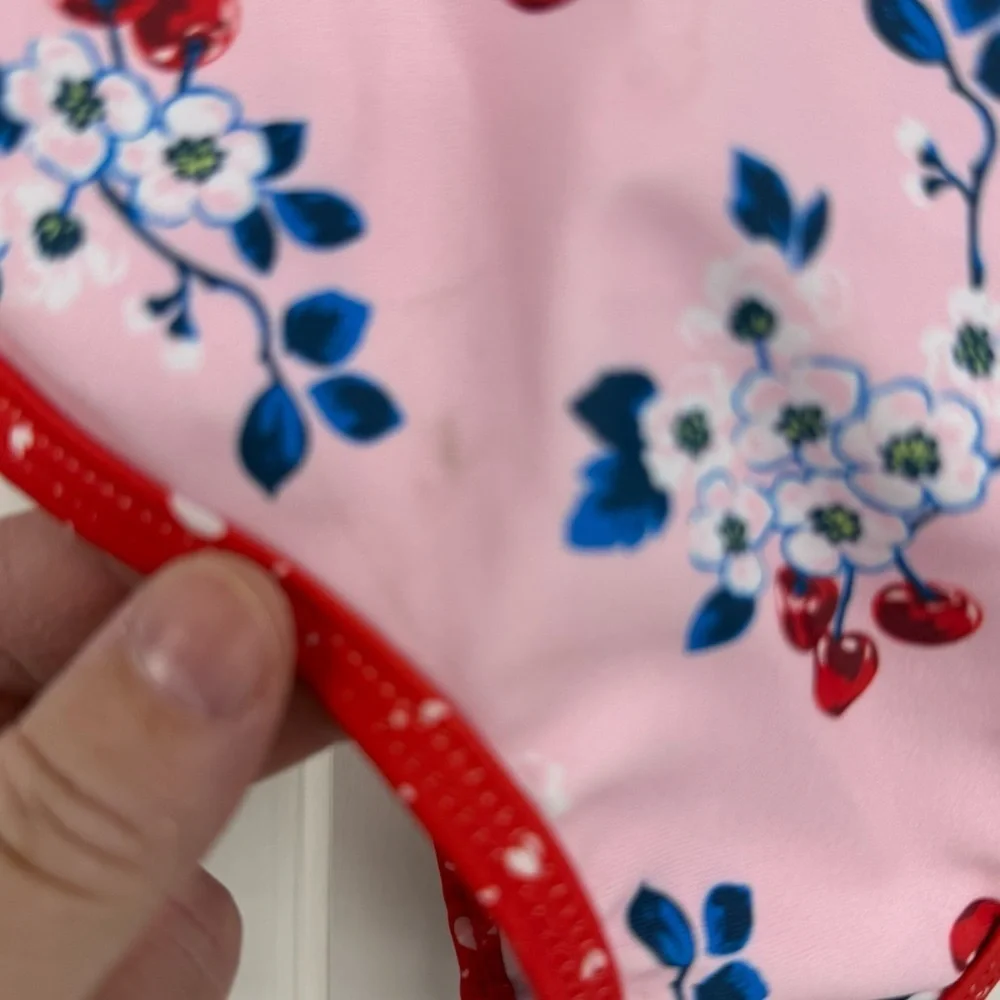 NWT Nicole Miller 1 Piece Swimsuit Toddler Girls 18m Pink Cherry Blossom *read
